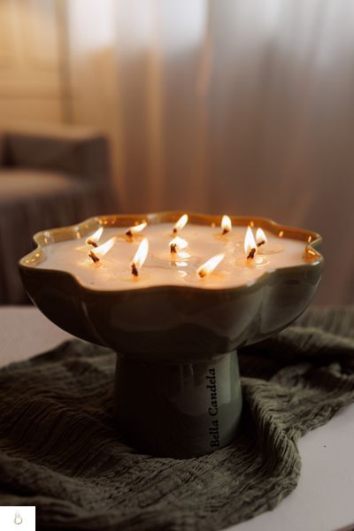 Свічка на 10 ґнотів в керамічному підсвічнику BIG CANDLE 1300 ML  фото