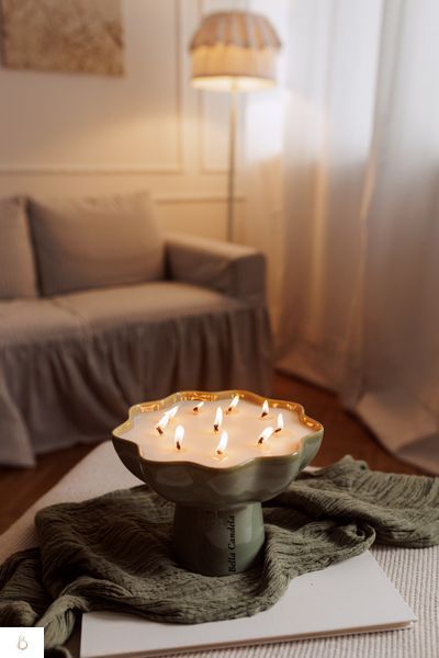 Свічка на 10 ґнотів в керамічному підсвічнику BIG CANDLE 1300 ML  фото
