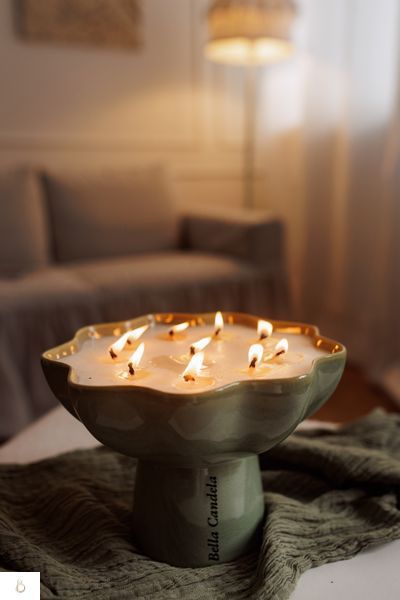 Свічка на 10 ґнотів в керамічному підсвічнику BIG CANDLE 1300 ML  фото