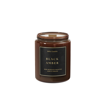 Свічка з ароматом BLACK AMBER з дерев'яним ґнотом BLACK AMBER фото